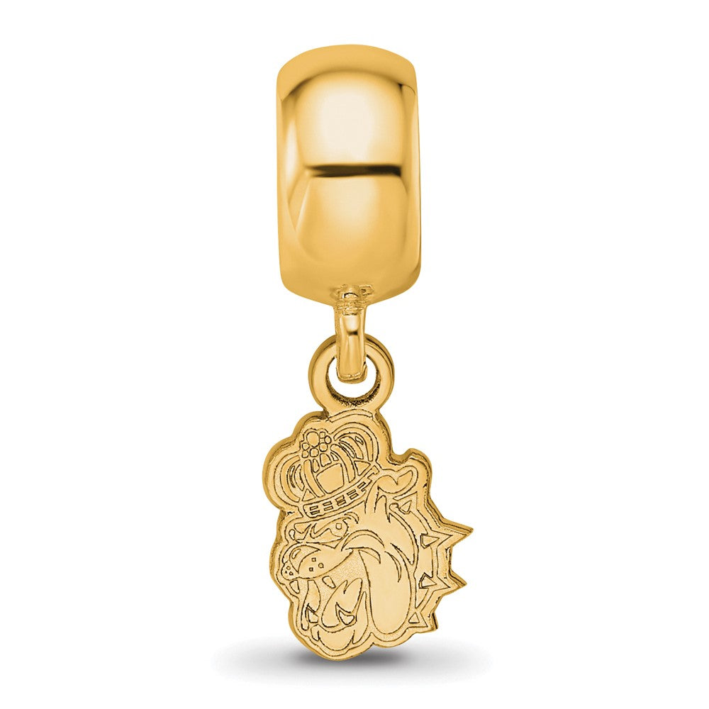Sterling Silver Gold-plated LogoArt James Madison University Duke Dog Extra Small Dangle Bead Charm