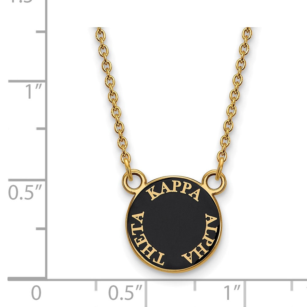 Sterling Silver Gold-plated LogoArt Kappa Alpha Theta Sorority Text Small Color Enamel Pendant 18 inch Necklace