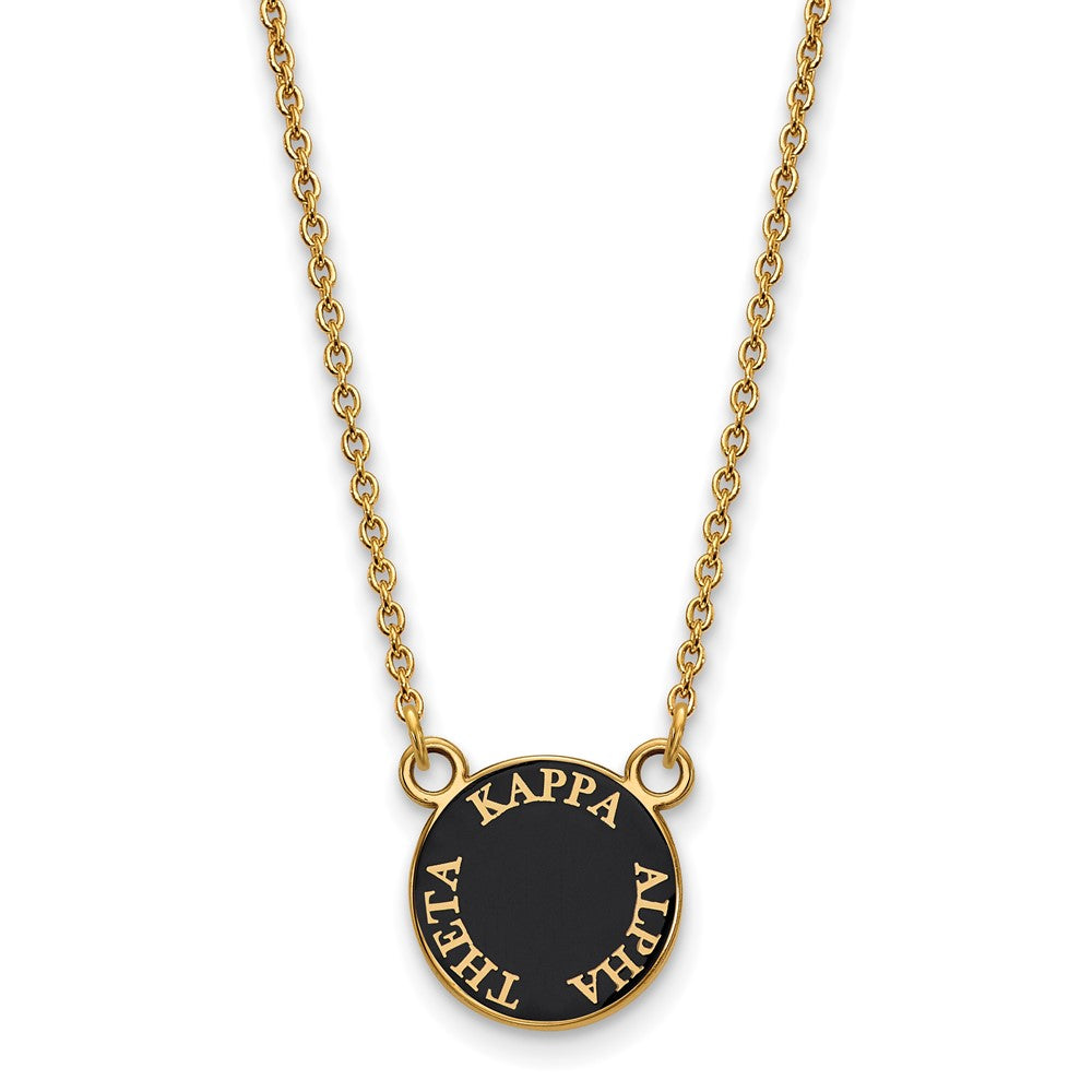 Sterling Silver Gold-plated LogoArt Kappa Alpha Theta Sorority Text Small Color Enamel Pendant 18 inch Necklace