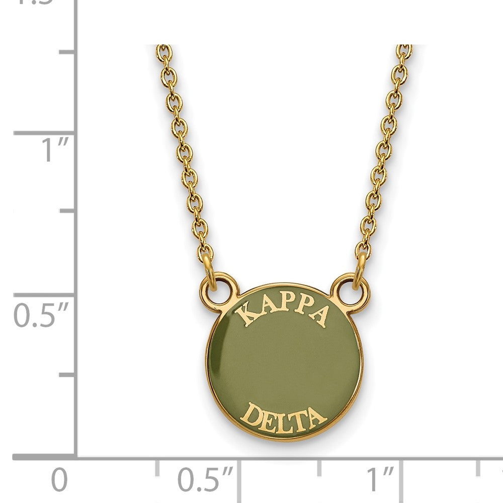 Sterling Silver Gold-plated LogoArt Kappa Delta Sorority Text Small Color Enamel Pendant 18 inch Necklace