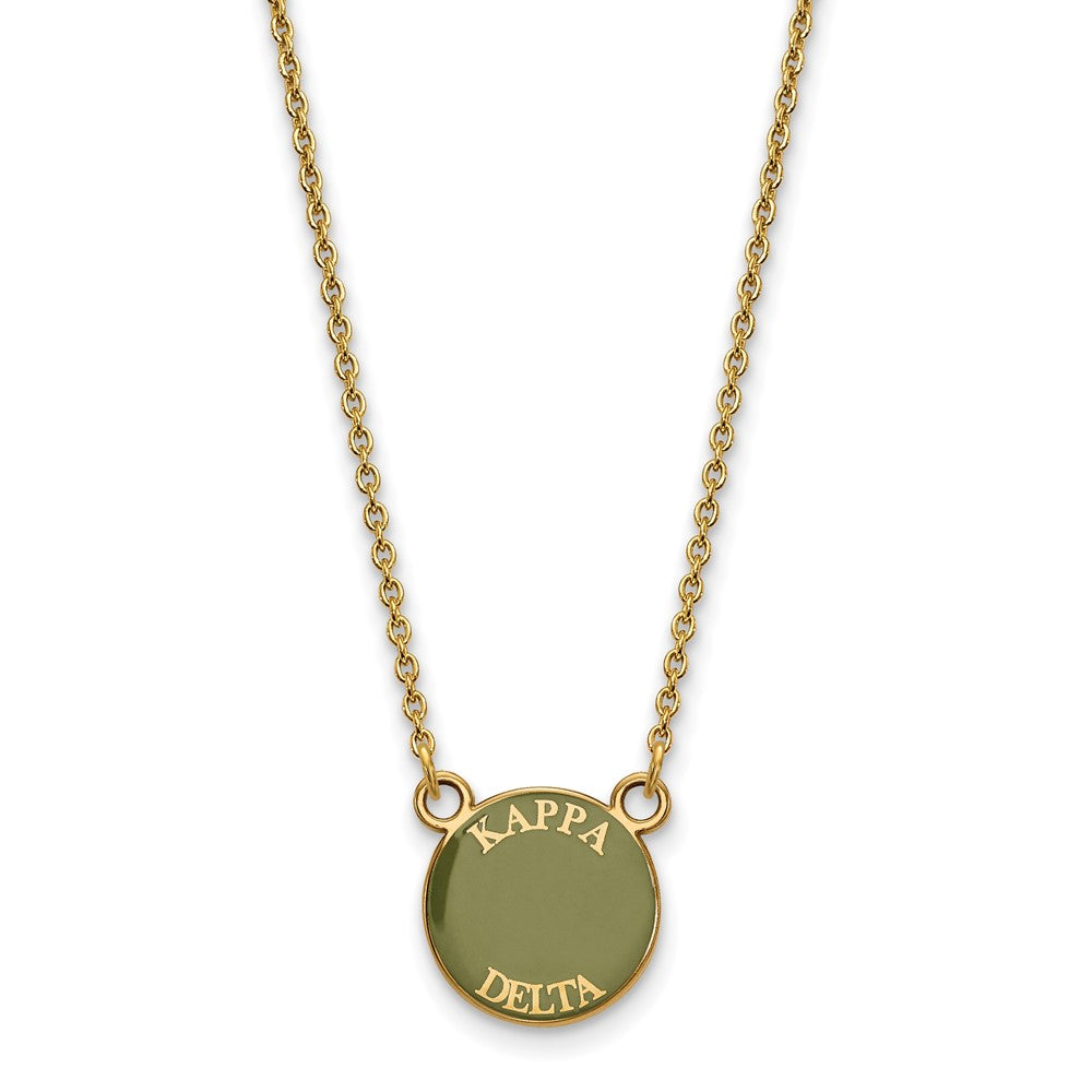 Sterling Silver Gold-plated LogoArt Kappa Delta Sorority Text Small Color Enamel Pendant 18 inch Necklace