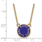Sterling Silver Gold-plated LogoArt Kappa Kappa Gamma Sorority Text Small Color Enamel Pendant 18 inch Necklace
