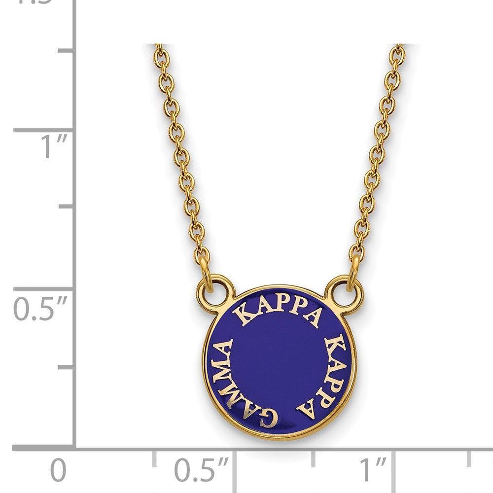 Sterling Silver Gold-plated LogoArt Kappa Kappa Gamma Sorority Text Small Color Enamel Pendant 18 inch Necklace