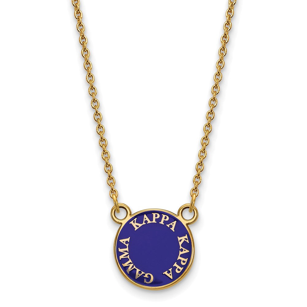Sterling Silver Gold-plated LogoArt Kappa Kappa Gamma Sorority Text Small Color Enamel Pendant 18 inch Necklace