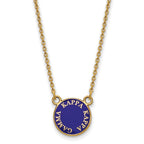 Sterling Silver Gold-plated LogoArt Kappa Kappa Gamma Sorority Text Small Color Enamel Pendant 18 inch Necklace