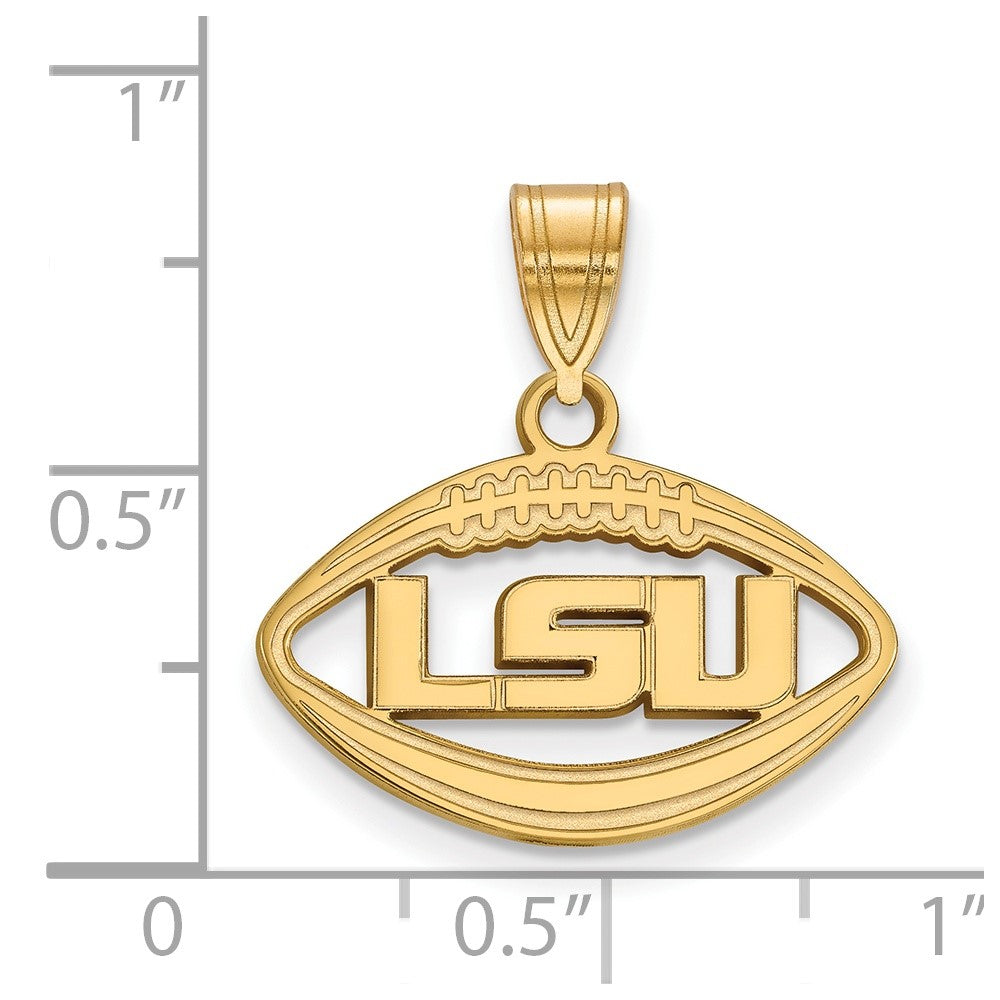 Sterling Silver Gold-plated LogoArt Louisiana State University L-S-U Football Pendant