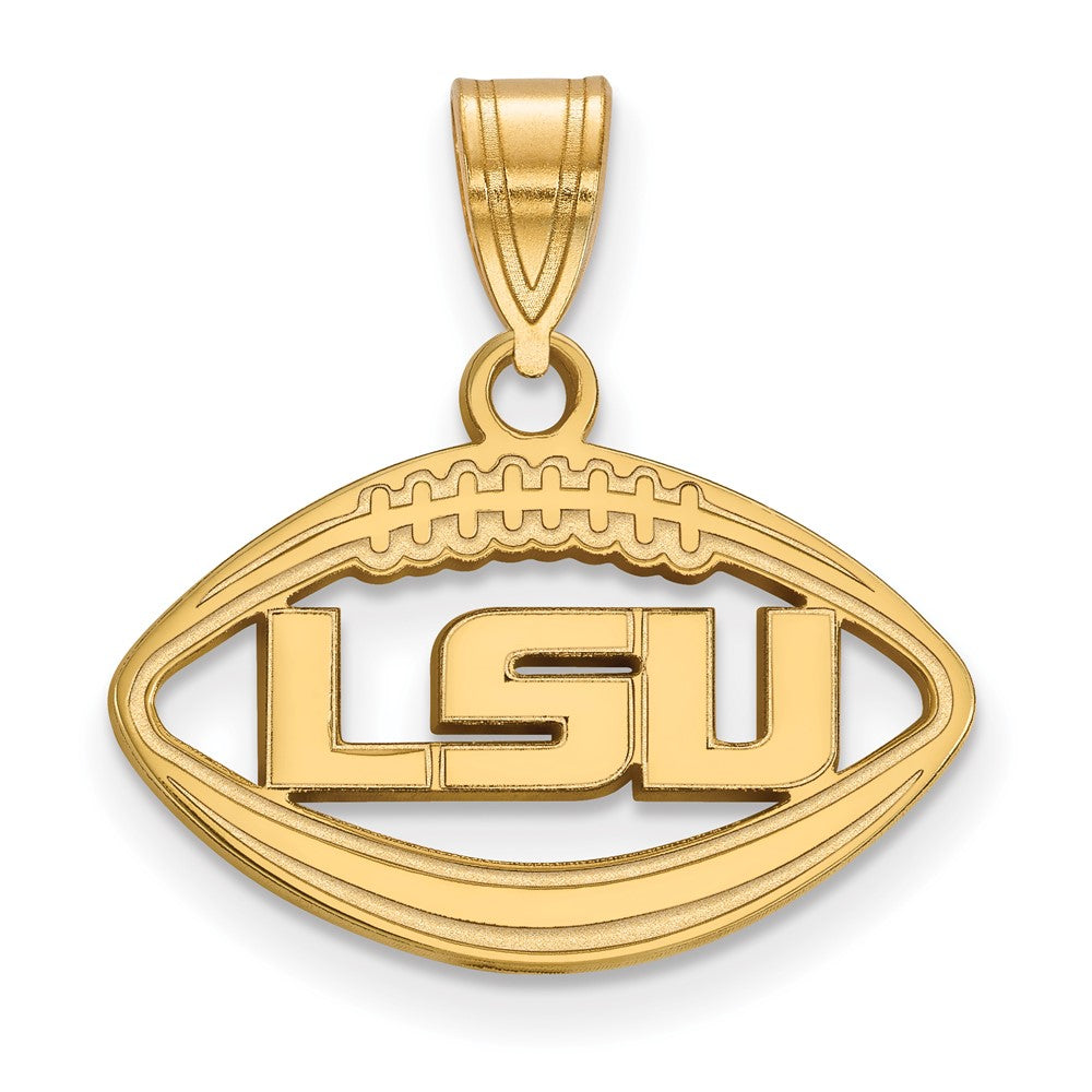 Sterling Silver Gold-plated LogoArt Louisiana State University L-S-U Football Pendant