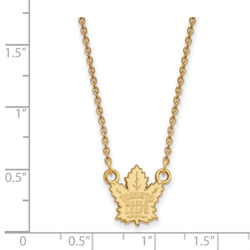 10k Gold NHL LogoArt Toronto Maple Leafs Small Pendant 18 inch Necklace