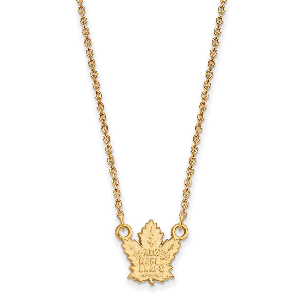 10k Gold NHL LogoArt Toronto Maple Leafs Small Pendant 18 inch Necklace