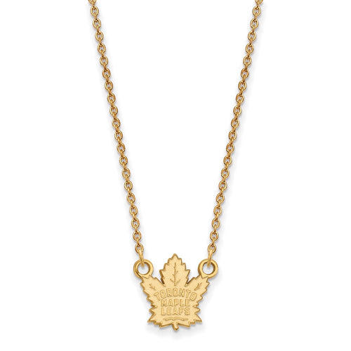 10k Gold NHL LogoArt Toronto Maple Leafs Small Pendant 18 inch Necklace