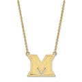 Sterling Silver Gold-plated LogoArt Miami University Ohio Letter M Large Pendant 18 inch Necklace