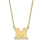Sterling Silver Gold-plated LogoArt Miami University Ohio Letter M Large Pendant 18 inch Necklace