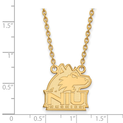10k Gold LogoArt Northern Illinois University N-I-U Huskies Medium Pendant 18 inch Necklace