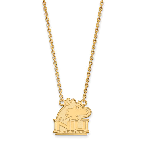 10k Gold LogoArt Northern Illinois University N-I-U Huskies Medium Pendant 18 inch Necklace