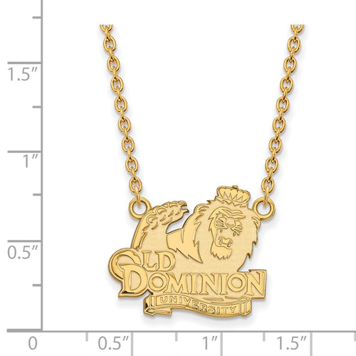 10k Gold LogoArt Old Dominion University Large Pendant 18 inch Necklace