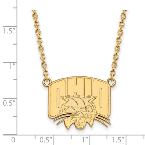 10k Gold LogoArt Ohio University Large Pendant 18 inch Necklace