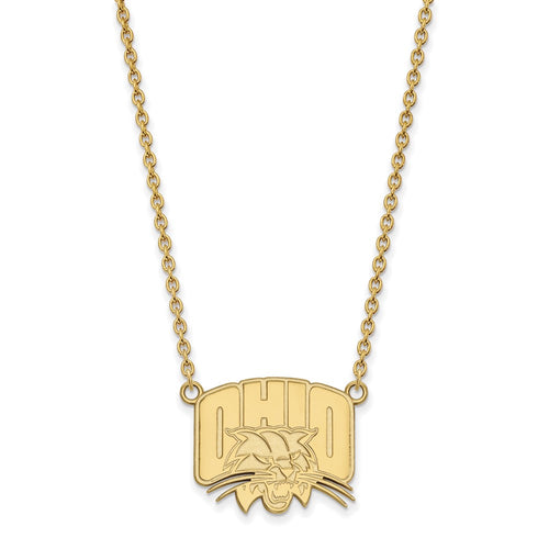 10k Gold LogoArt Ohio University Large Pendant 18 inch Necklace