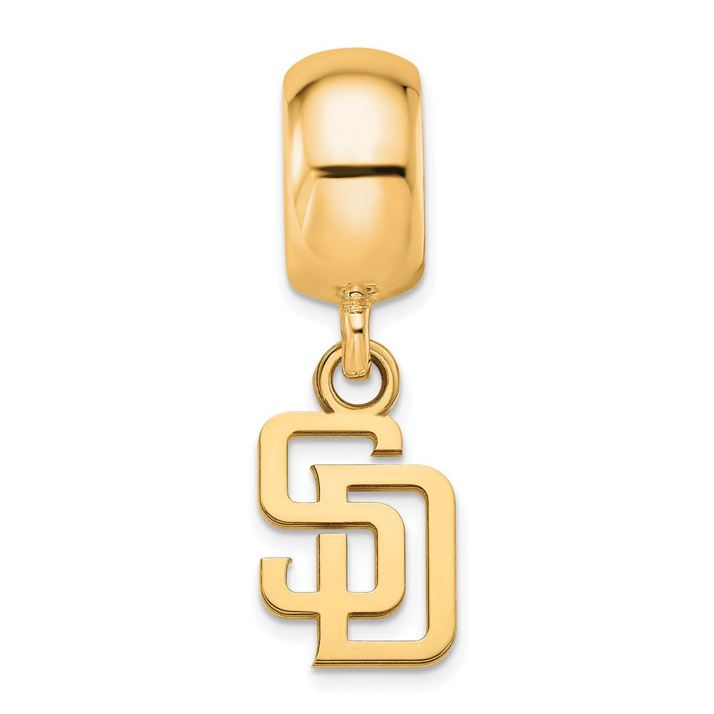 Sterling Silver Gold Plated Major League Baseball LogoArt San Diego Padres S-D Dangle Bead