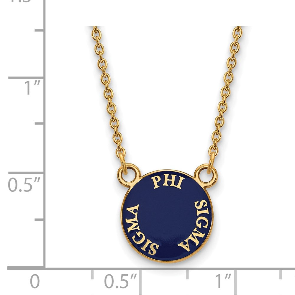 Sterling Silver Gold-plated LogoArt Phi Sigma Sigma Sorority Text Small Color Enamel Pendant 18 inch Necklace