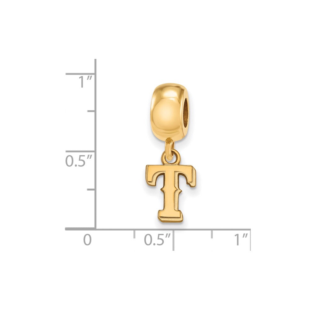 Sterling Silver Gold Plated Major League Baseball LogoArt Texas Rangers Letter T Dangle Bead