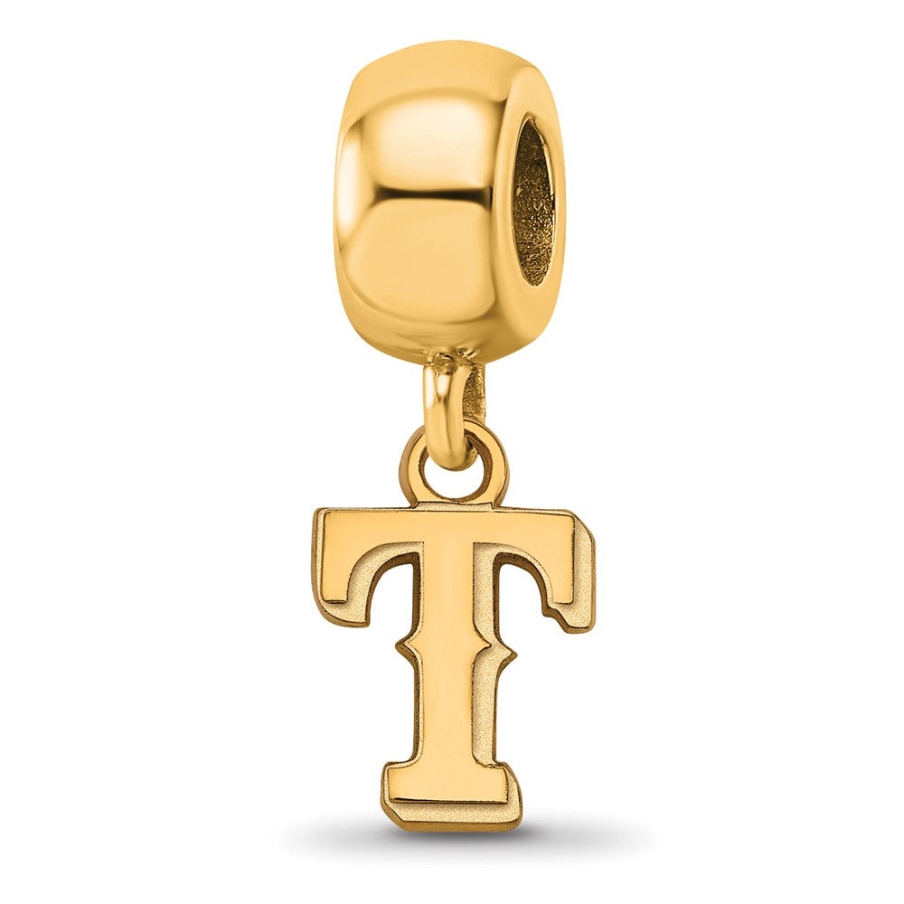 Sterling Silver Gold Plated Major League Baseball LogoArt Texas Rangers Letter T Dangle Bead