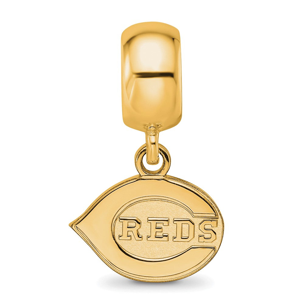 Sterling Silver Gold Plated Major League Baseball LogoArt Cincinnati Reds Dangle Bead