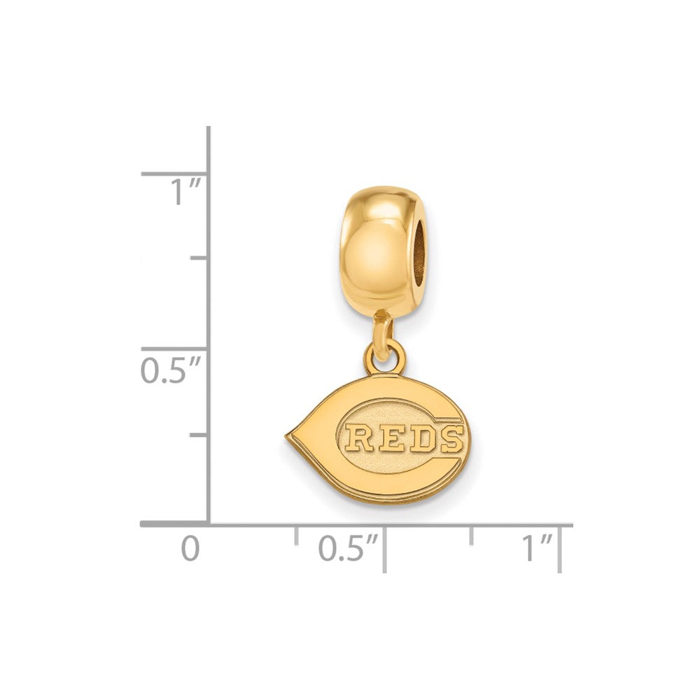 Sterling Silver Gold Plated Major League Baseball LogoArt Cincinnati Reds Dangle Bead