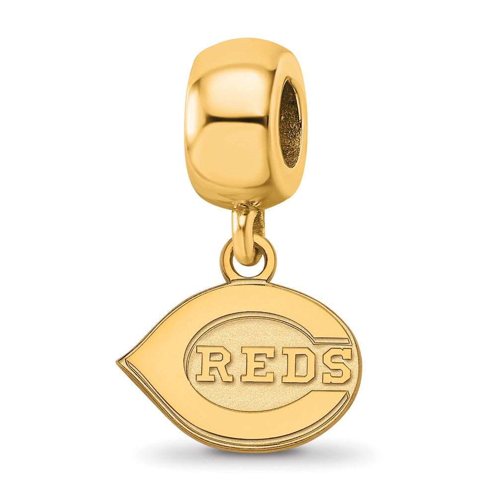 Sterling Silver Gold Plated Major League Baseball LogoArt Cincinnati Reds Dangle Bead