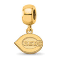 Sterling Silver Gold Plated Major League Baseball LogoArt Cincinnati Reds Dangle Bead