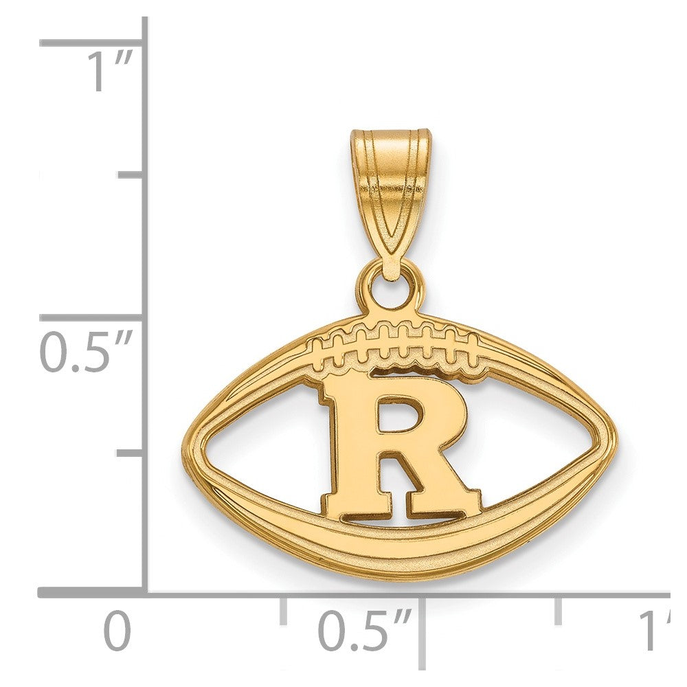 Sterling Silver Gold-plated LogoArt Rutgers University Letter R Football Pendant