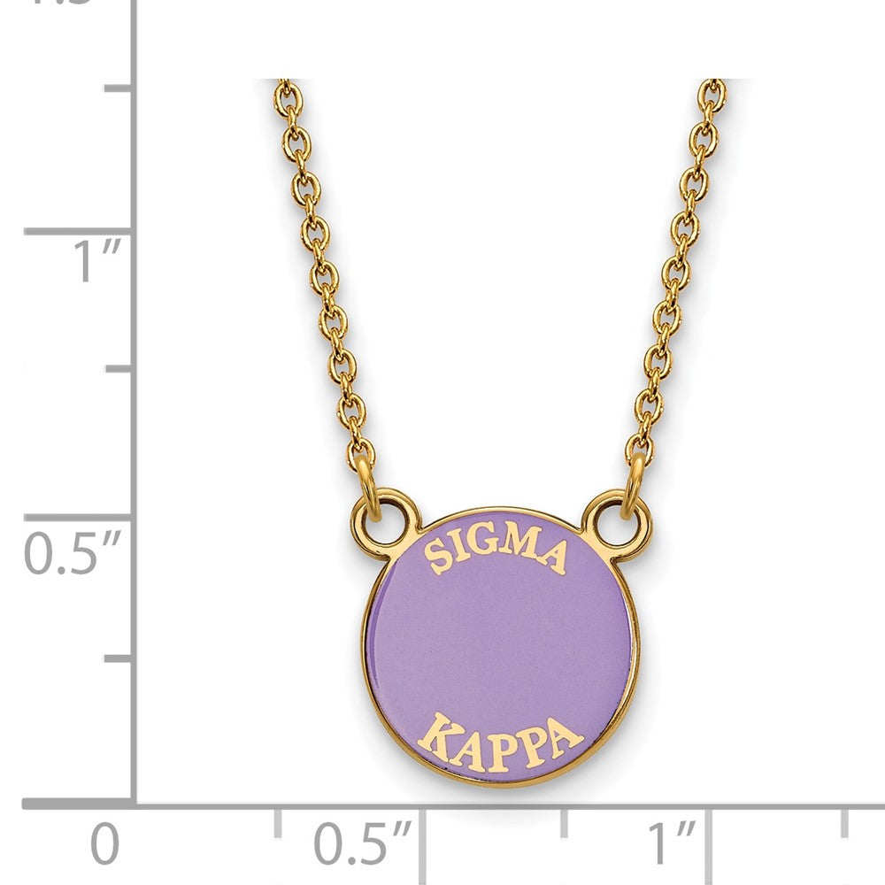 Sterling Silver Gold-plated LogoArt Sigma Kappa Sorority Text Small Color Enamel Pendant 18 inch Necklace