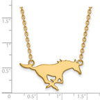 14k Gold LogoArt Southern Methodist University Mustang Large Pendant 18 inch Necklace