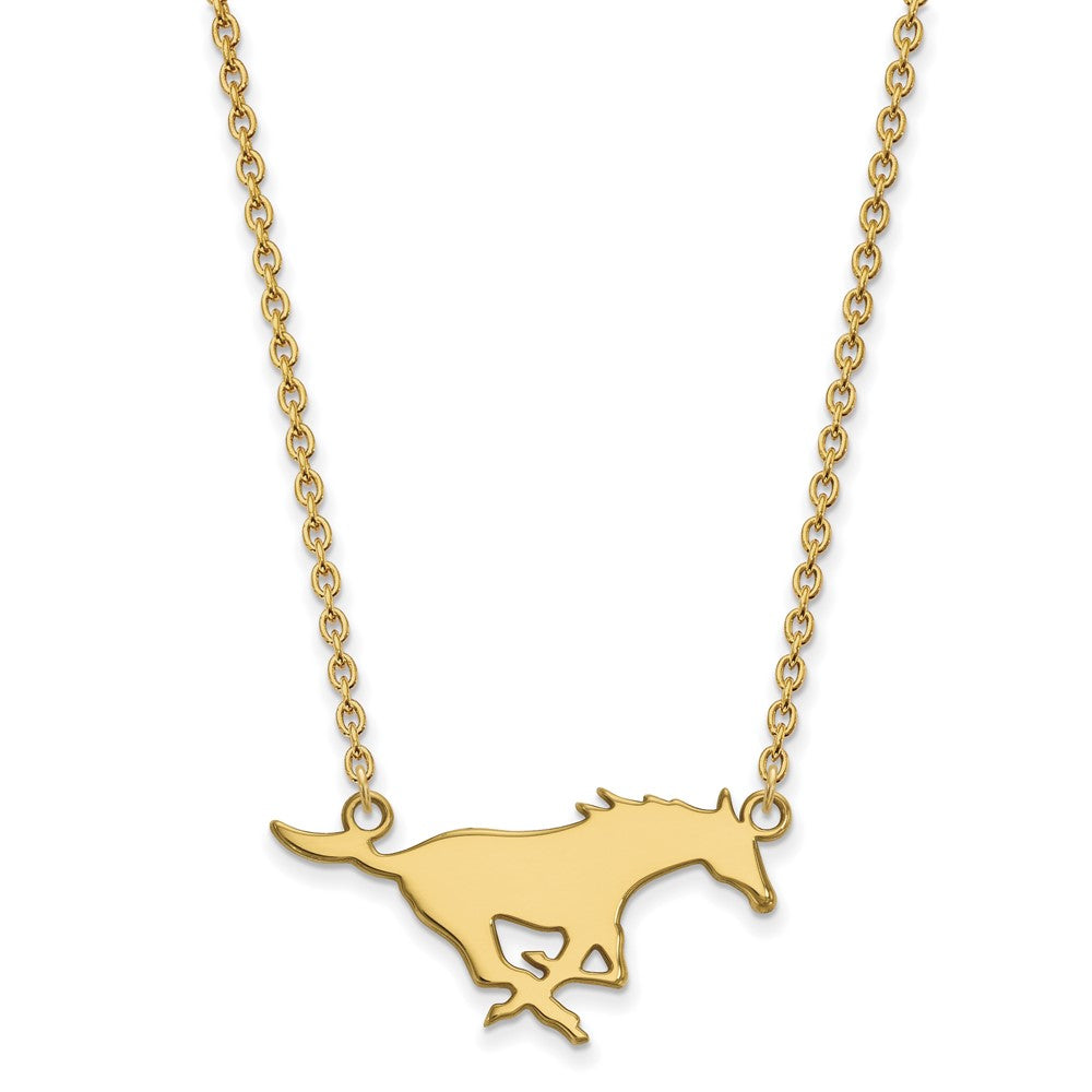 14k Gold LogoArt Southern Methodist University Mustang Large Pendant 18 inch Necklace