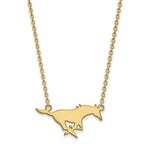 Sterling Silver Gold-plated LogoArt Southern Methodist University Mustang Large Pendant 18 inch Necklace