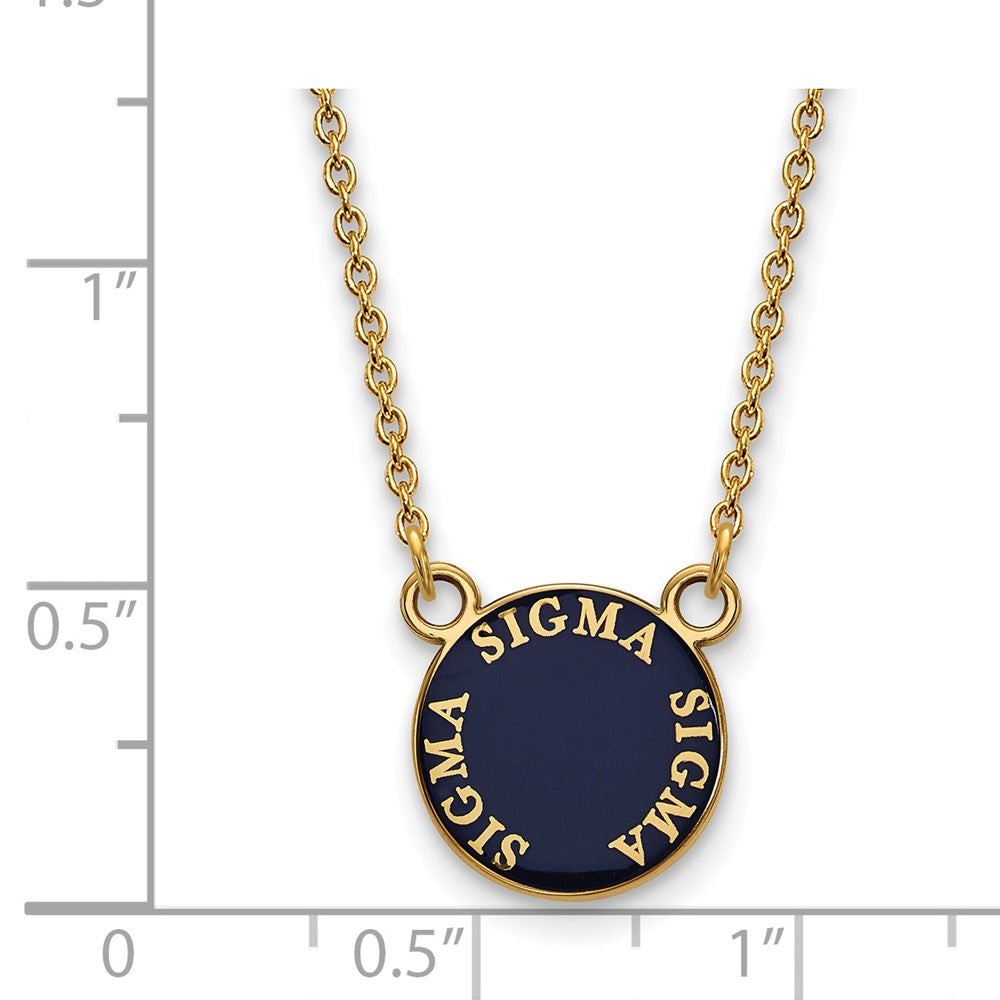 Sterling Silver Gold-plated LogoArt Sigma Sigma Sigma Sorority Text Small Color Enamel Pendant 18 inch Necklace