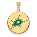 Sterling Silver Gold-plated NHL LogoArt Dallas Stars Large Enameled Disc Pendant