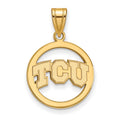Sterling Silver Gold-plated LogoArt Texas Christian University T-C-U Med Circle Pendant
