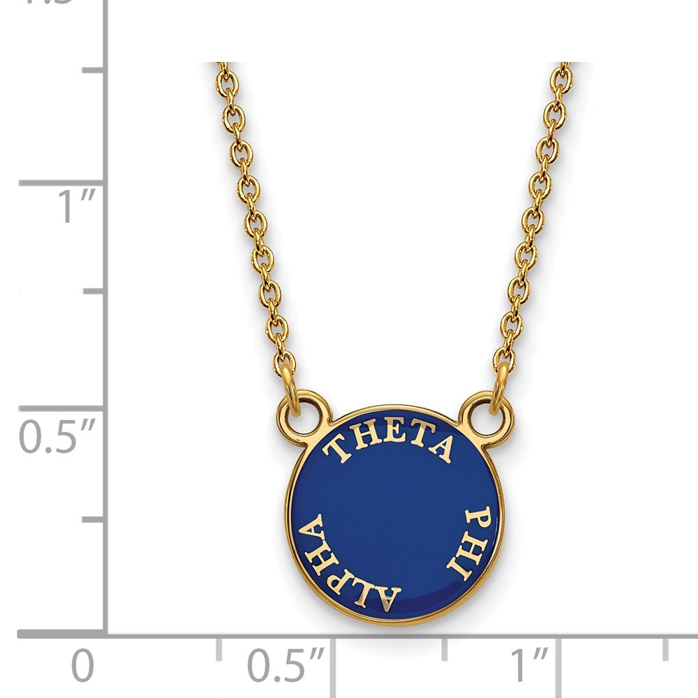 Sterling Silver Gold-plated LogoArt Theta Phi Alpha Sorority Text Small Color Enamel Pendant 18 inch Necklace