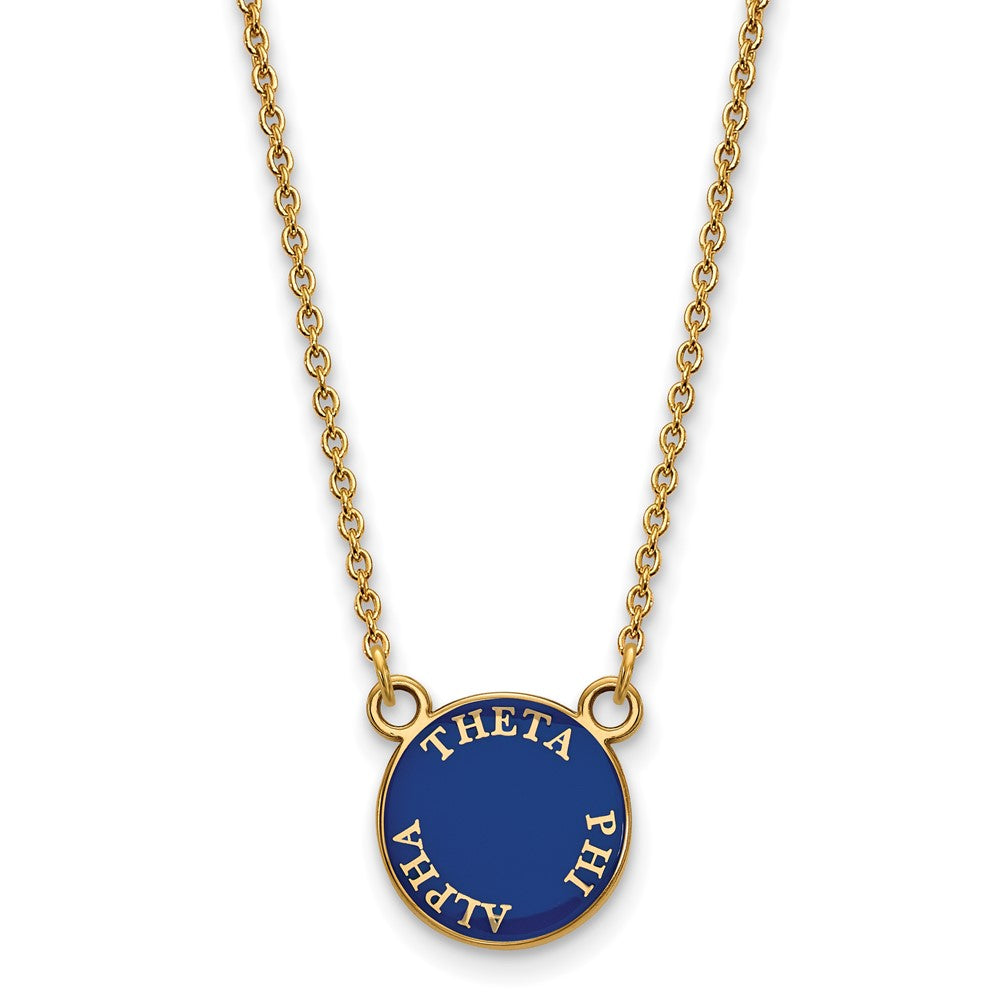 Sterling Silver Gold-plated LogoArt Theta Phi Alpha Sorority Text Small Color Enamel Pendant 18 inch Necklace