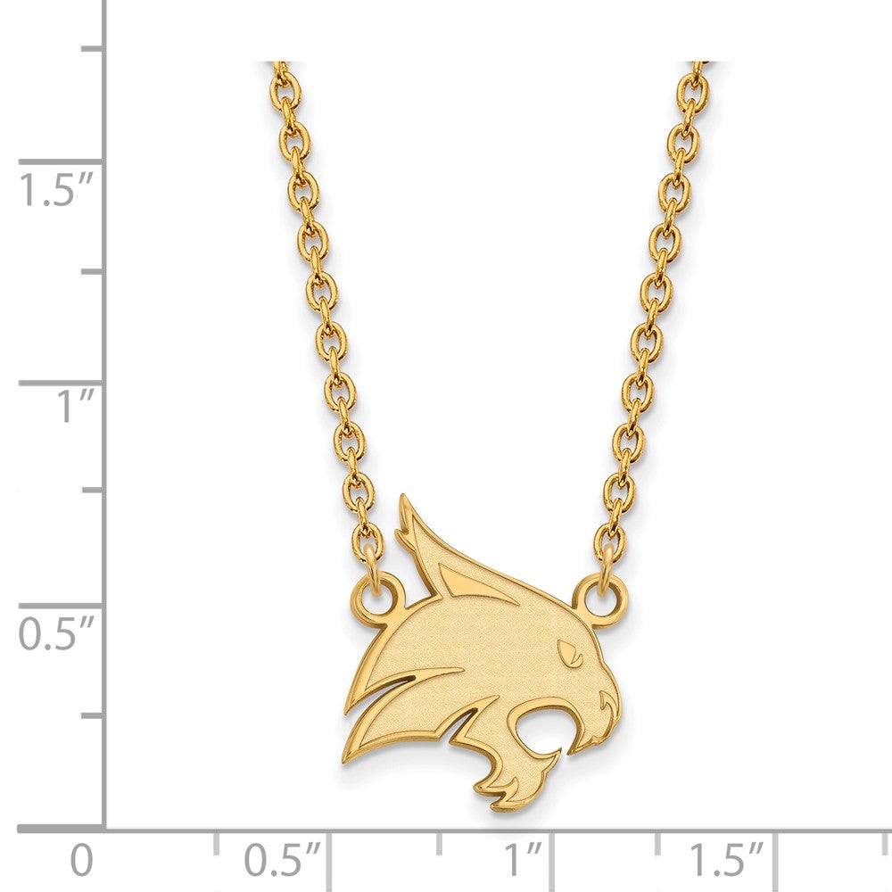 10k Gold LogoArt Texas State University Bobcat Large Pendant 18 inch Necklace