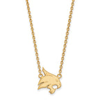 Sterling Silver Gold-plated LogoArt Texas State University Bobcat Large Pendant 18 inch Necklace