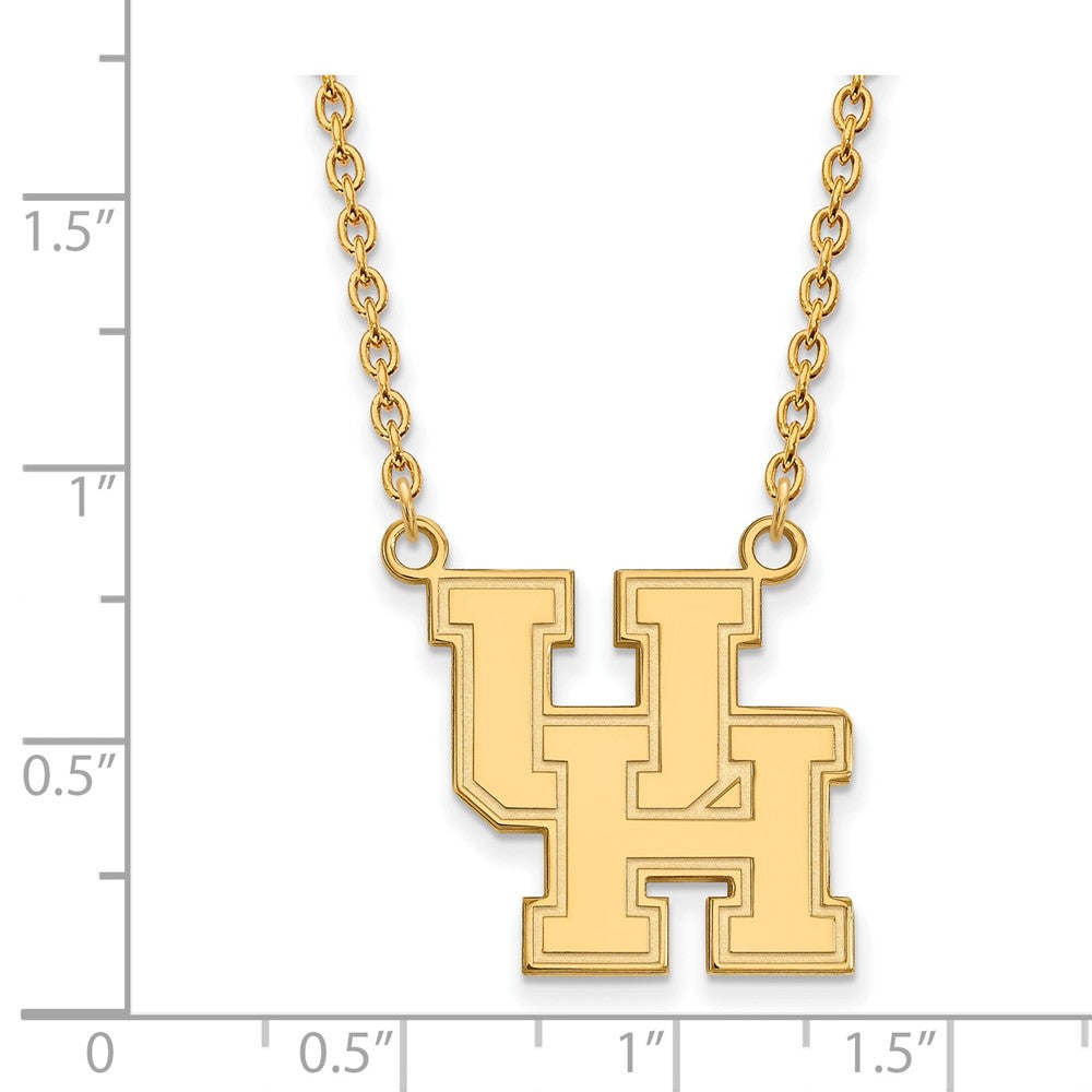 10k Gold LogoArt University of Houston U-H Large Pendant 18 inch Necklace
