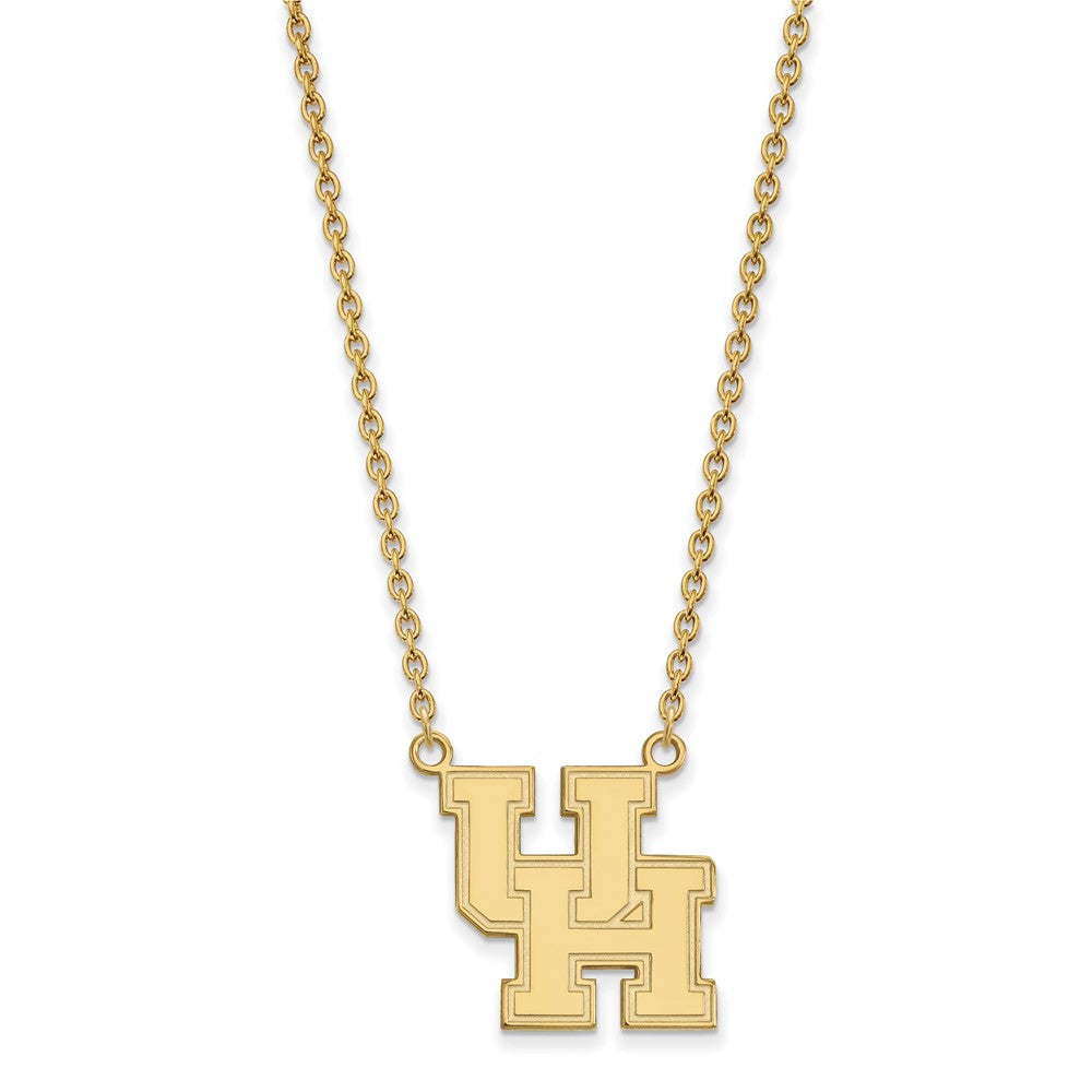 Sterling Silver Gold-plated LogoArt University of Houston U-H Large Pendant 18 inch Necklace