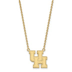 Sterling Silver Gold-plated LogoArt University of Houston U-H Large Pendant 18 inch Necklace