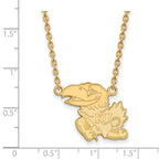 10k Gold LogoArt University of Kansas Jayhawk Large Pendant 18 inch Necklace