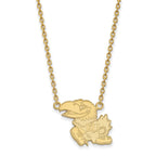 10k Gold LogoArt University of Kansas Jayhawk Large Pendant 18 inch Necklace