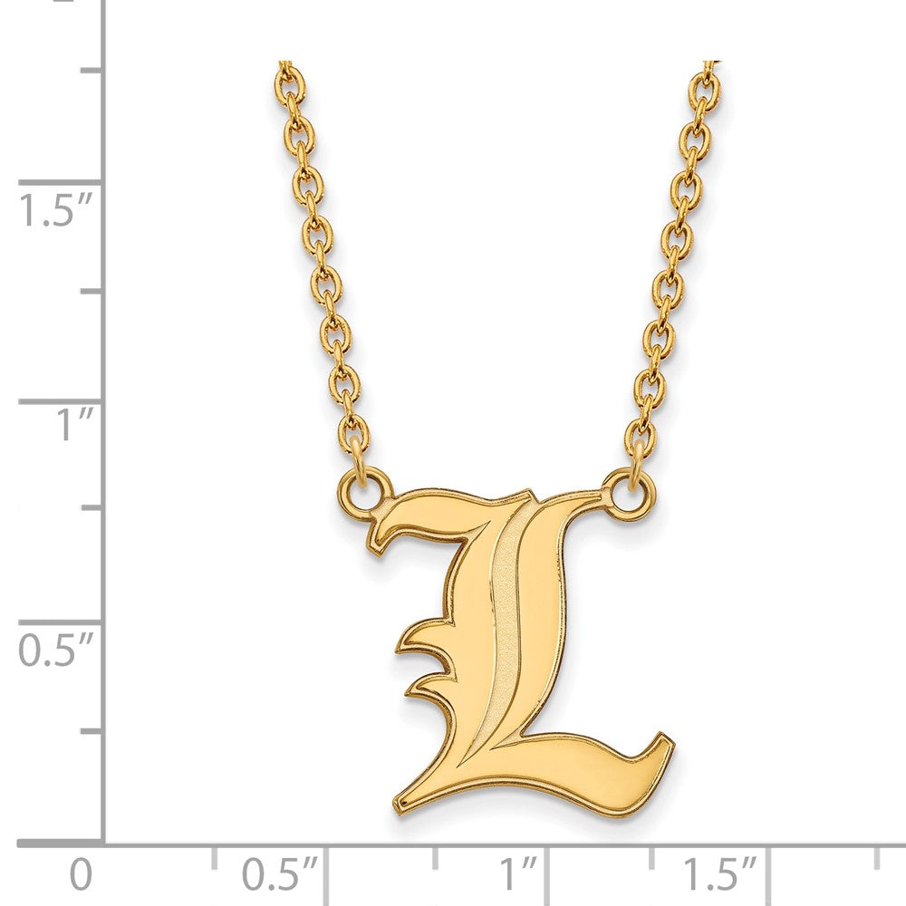 14k Gold LogoArt University of Louisville Letter L Large Pendant 18 inch Necklace