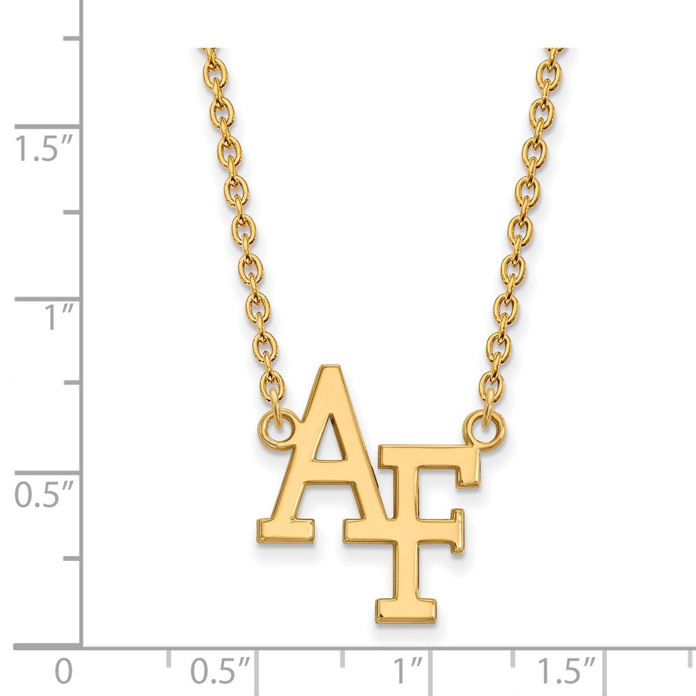 Sterling Silver Gold-plated LogoArt United States Air Force Academy A-F Large Pendant 18 inch Necklace