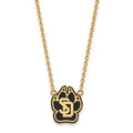 Sterling Silver Gold-plated LogoArt University of South Dakota Large Enameled Pendant 18 inch Necklace