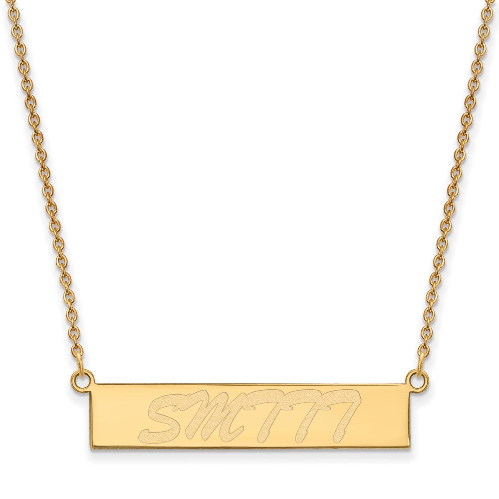 Sterling Silver Gold-plated LogoArt University of Southern Mississippi Small Bar 18 inch Necklace